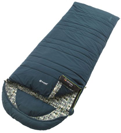 Спальный мешок-одеяло Outwell "Camper", с подголовником, правосторонняя молния, цвет: синий, 235 х 90 см