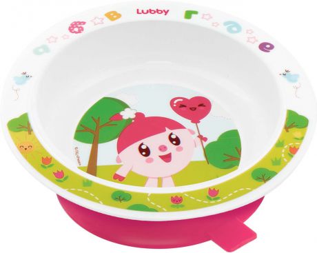 Тарелка Lubby "Малышарики", 20916, розовый, на присоске, 400 мл