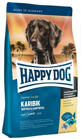 Корм сухой Happy Dog "Карибик" для взрослых собак, с морской рыбой, 1 кг