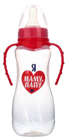 Бутылочка для кормления Mum&Baby "Люблю маму и папу", 2969835, красный, 250 мл