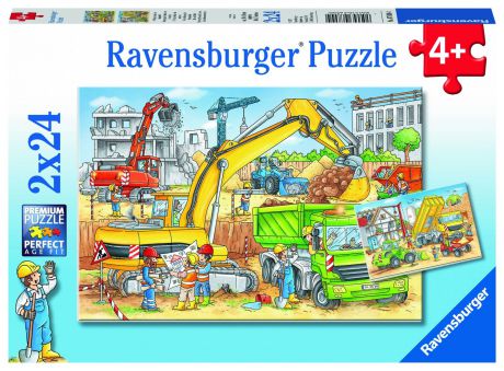 Пазл для малышей RAVENSBURGER Пазл "Стройка за окном" 2х24шт коробка арт. 7800