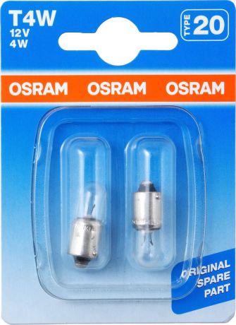 Лампа автомобильная Osram T4W (BA9s) 12V, 389302B, 2 шт