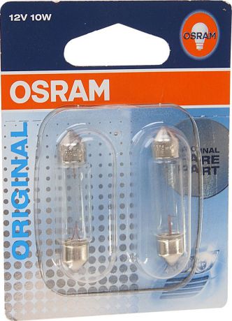 Лампа автомобильная Osram C10W (SV8.5/8) 41мм 12V, 641102B, 2 шт