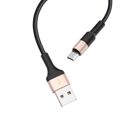 Кабель USB Hoco X26 Xpress Micro, 1 м, черный с золотом