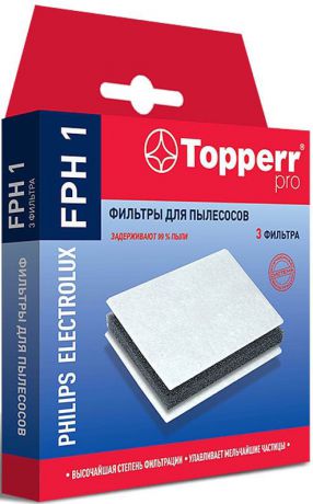 Комплект фильтров Topper 1156 FPH 1, для пылесоса Philips, Electrolux, Bork, тип EF74
