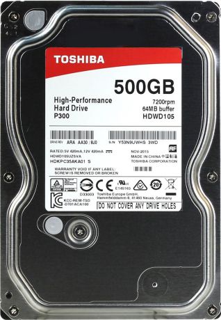 Внутренний жесткий диск Toshiba P300, 500 ГБ, HDWD105UZSVA