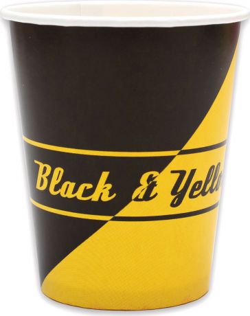 Стаканы бумажные Miland Black & Yellow, 250 мл, 6 шт