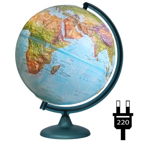 Глобусный мир Глобус с физической/политической картой мира, рельефный, диаметр 32 см, с подсветкой