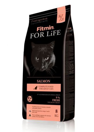 Fitmin cat For Life Salmon корм для взрослых кошек с лососем 8кг