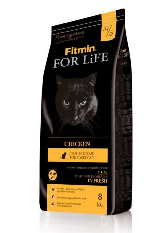 Fitmin cat For Life Chicken корм для взрослых кошек с курицей 8кг