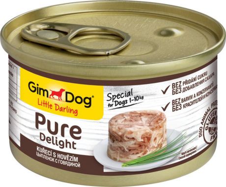 Корм сырой Gimborn Gimdog Pure Delight Цыпленок С Говядиной, для собак, 85 г