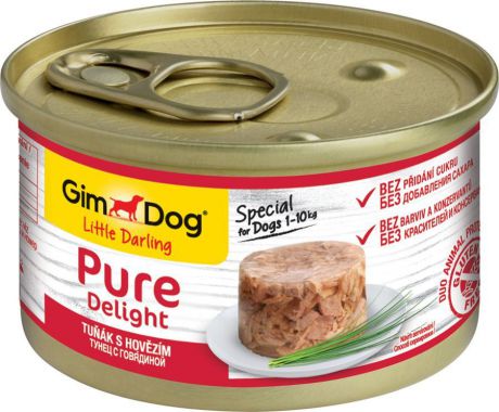 Корм сырой Gimborn Gimdog Pure Delight Тунец С Говядиной, для собак, 85 г