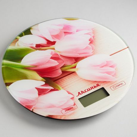 Кухонные весы Аксинья КС-6503 Розовые тюльпаны, электронные, мультиколор