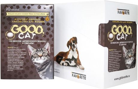 GOOD CAT Мультивитаминное лакомcтво для кошек со вкусом "ТВОРОГА И СМЕТАНЫ" 90 таб. x 6 шт