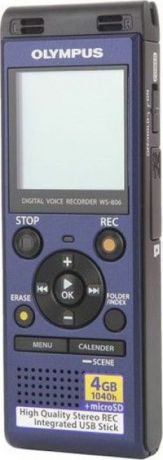 Диктофон цифровой Olympus WS-806, 4Gb, синий