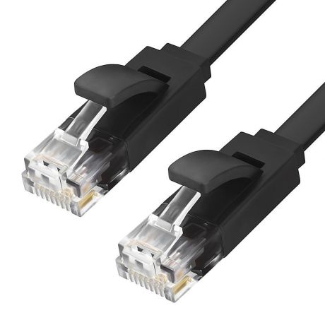 Шнур-кабель коммутационный Greenconnect, GCR-LNC616, 0.25 м, черный