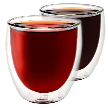 Стеклянные стаканы с двойными стенками для кофе и чая, набор из 2 шт. по 250 мл