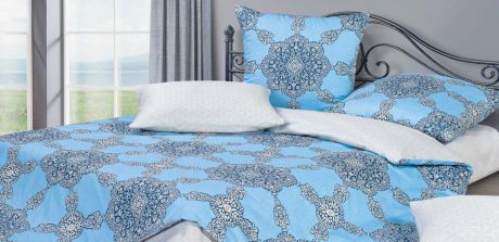 Комплект постельного белья Ecotex КГМ "Ричмонд" КПБ "Гармоника" 2,0 макс (50х70-2 70х70-2) сатин-комфорт, голубой