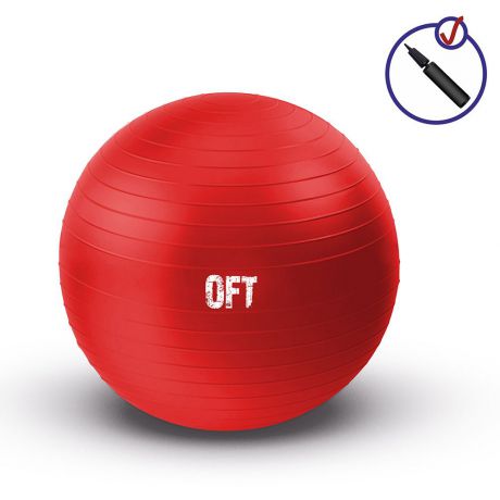 Гимнастический мяч Original FitTools, 65 см, цвет: красный