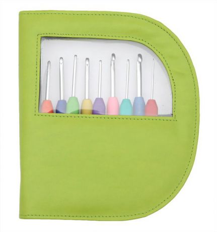 Набор крючков для вязания KnitPro "Waves", в пенале, цвет: зеленый, 9 шт
