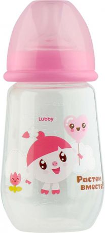 Бутылочка для кормления Lubby "Малышарики", 20898, розовый, от 0 месяцев, 250 мл