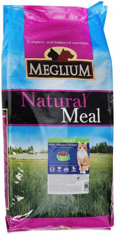 Корм сухой "Meglium" для кошек, с говядиной, курицей и овощами, 15 кг