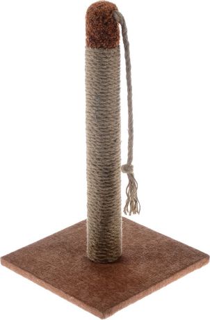 Когтеточка Неженка "Кисточка", цвет: коричневый, бежевый, 31 х 31 х 58 см