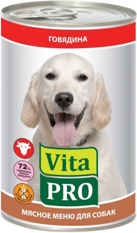 Консервы для собак Vita Pro "Мясное меню", с говядиной, 400 г