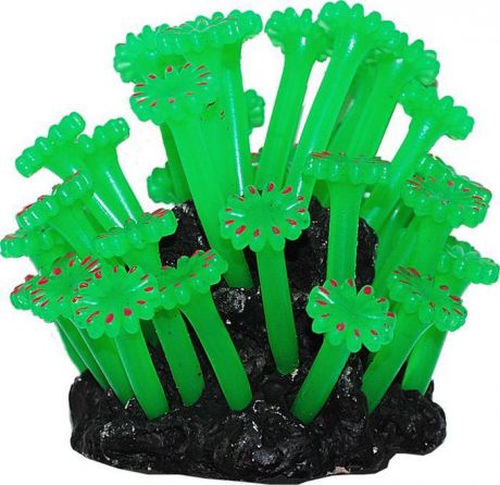 Коралл для аквариума Уют "Анемоны зеленые", силиконовый, высота 10 см