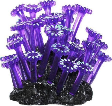 Коралл для аквариума Уют "Анемоны фиолетовые", силиконовый, высота 10 см