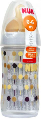 Бутылочка для кормления NUK First Choice New Classic, с латексной соской FC, от 0 месяцев, 150 мл, 10743595-Золотой