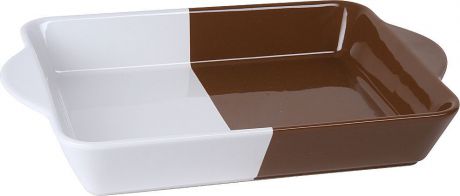 Форма для запекания "Pomi d’Oro", прямоугольная, с керамическим покрытием, цвет: белый, шоколадный, 2,1 л