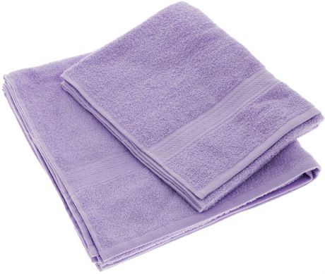 Набор махровых полотенец "Aisha Home Textile", цвет: сиреневый, 2 шт. УзТ-НПМ-102