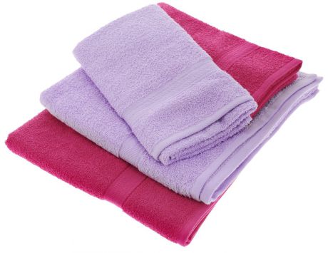 Набор махровых полотенец "Aisha Home Textile", цвет: сиреневый, малиновый, 4 шт