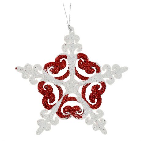 Новогоднее подвесное украшение Феникс-Презент "Снежинка", цвет: красный, диаметр 12 см. 34981