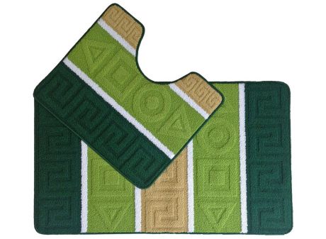 Набор ковриков для ванной комнаты "Kamalak Tekstil",цвет: зеленый, 2 шт. УКВ-1023