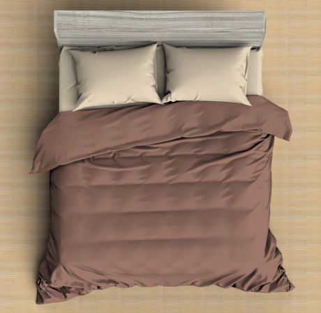 Комплект постельного белья Amore Mio Макосатин Arthur, 9574, коричневый, евро, наволочки 70x70