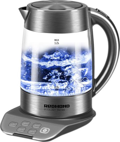 Электрический чайник Redmond RK-G1302D, серый, прозрачный