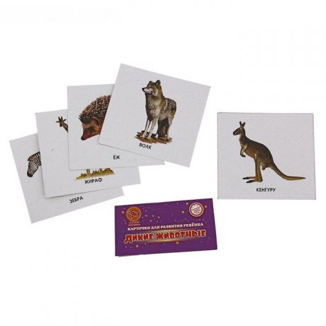 Обучающая игра УЛЫБКА 17-1704 Учим карточки дикие животные.