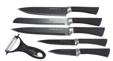 Набор кухонных ножей "Hoffburg", цвет: черный, 6 предметов. HB-60200