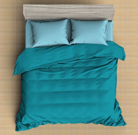 Комплект постельного белья Amore Mio Макосатин Lyudmila, 9551, бирюзовый, 1,5-спальный, наволочки 70x70