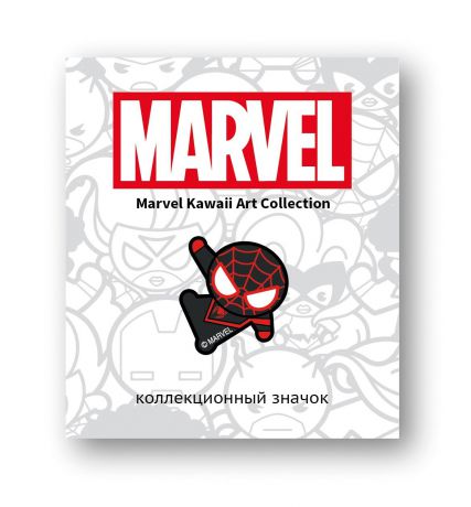 Значок Marvel деревянный Человек Паук Черный