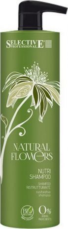 Шампунь для волос Selective Professional Natural Flowers Nutri Shampoo, питательный, для восстановления, 1 л