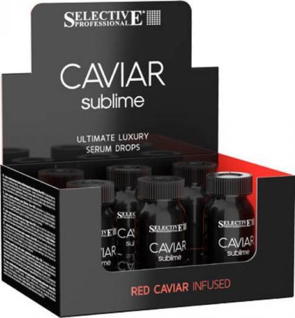 Сыворотка для волос Selective Professional Caviar Ultimate Luxury Serum Drops,восстанавливающая, мгновенного действия, без смывания, 10 мл х 6 шт