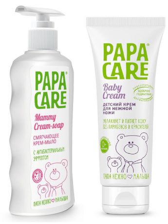 Papa Care PC06-00490 Комплект: Жидкое Крем-мыло для мам 250 мл + Детский крем 100 мл ИНД