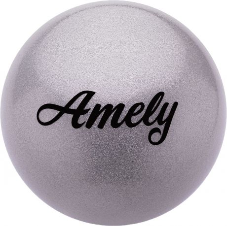 Мяч для художественной гимнастики Amely AGR-102, диаметр 15 см, цвет: серый с блестками