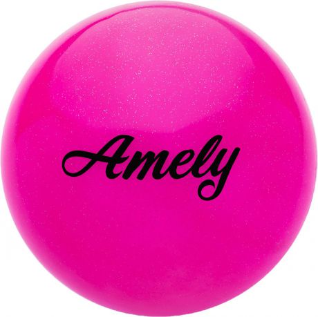 Мяч для художественной гимнастики Amely AGR-102, диаметр 15 см, цвет: розовый с блестками