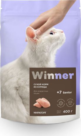 Корм сухой Winner, с курицей, полнорационный, для пожилых кошек, 1010011933, 400 г