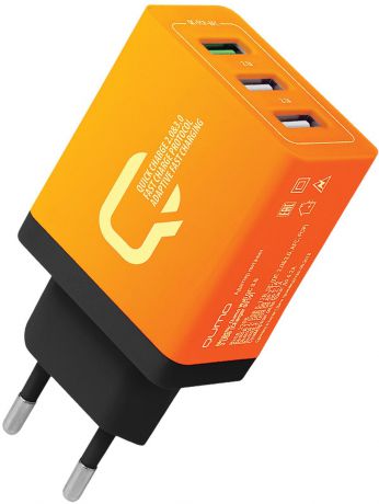 Зарядное устройство QUMO Charger 0019, 30 Вт, 3 USB, 4.2A, 1 USB, QC 3.0, FCP, AFC + 2 USB 2,4A, оранжевый