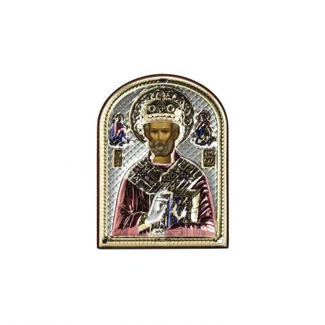 Икона АргентА "Святой Николай Чудотворец", цвет: золотистый, серебристый, 4.5х6.5 см. 84421 0LCOL